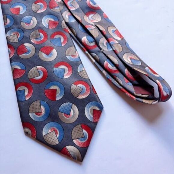 Vintage CHRISTIAN DIOR 100% Silk Abstract Geometric Print Neck Tie Made in USA - Picture 3 of 5